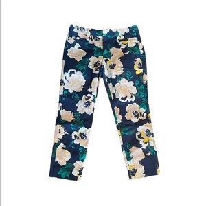 Banana Republic Sloan fit navy floral cotton blend crop trouser pant size 8